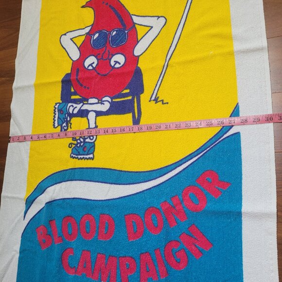 Red Cross Chemical Bank Vintage Towel Blood Donation Beach Giveaway Made USA - Picture 8 of 9
